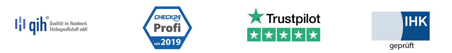 Trust Badges Heizung Notdienst Freudenberg - Qualität im Handwerk, CHECK24 Profi, Trustpilot, IHK geprüft